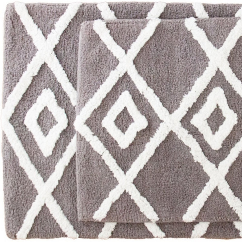 Jalien Cotton Bath Rug, Steel Gray