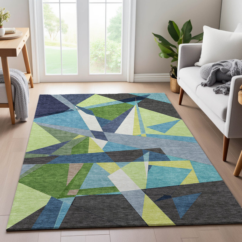Premium Machine Washable Harjo AMF1609 Geometric Rug, Rectangle 2'6" x 3'10"