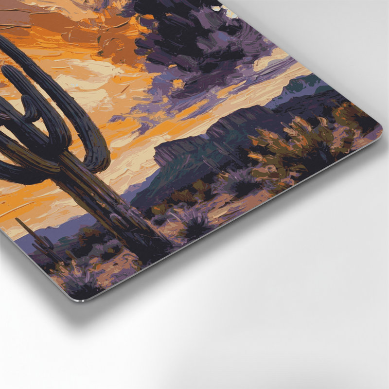 Art mural en métal botanique cactus mauve Saguaro, H 32 po x l 32 po