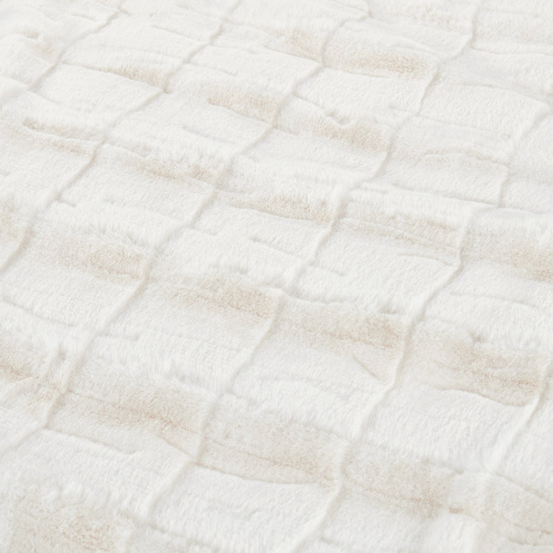 Jeté élégant en fausse fourrure, Blanc / Blanc, L 50 po x L 60 po