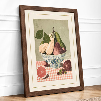 Bowl of Autumn Fruit Vintage - Framed Print