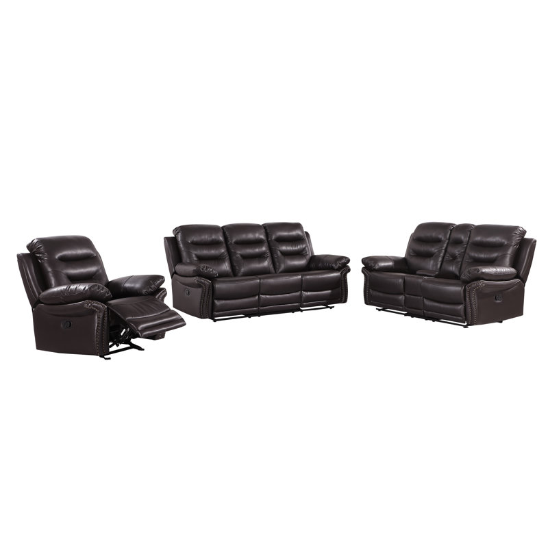 Ensemble de salon inclinable 3 pièces Ullery, Brun