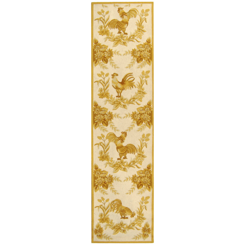 Tapis abstrait en laine crocheté à la main Kinchen, Tapis de couloir 2 pi 6 po x 12 pi