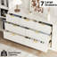 Commode blanche cannelée pour chambre à coucher avec 7 tiroirs, 55 "de large commode moderne avec poignée en métal-1545124744