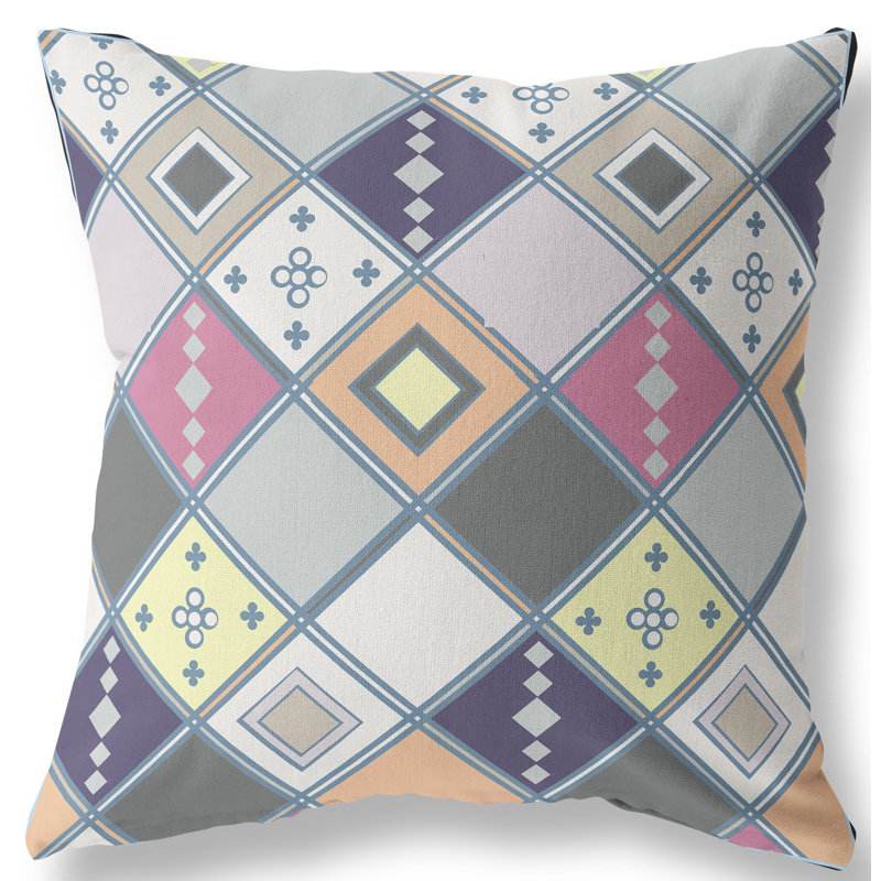 Floral Reversible Throw Pillow, 26"x26", Beige/Pink