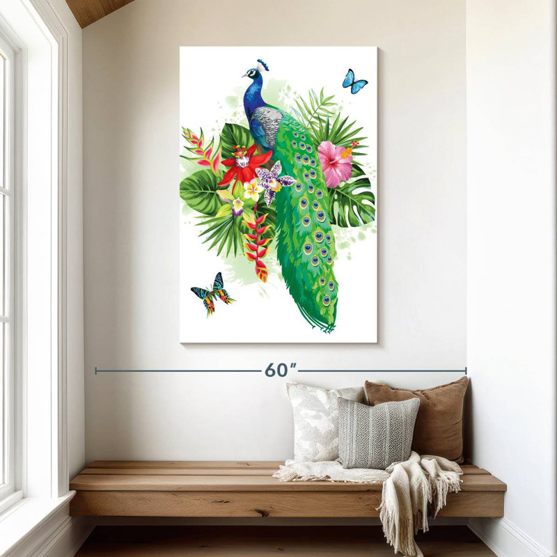 Brampt Tropical Blue Peacock, 48" H x 32" W