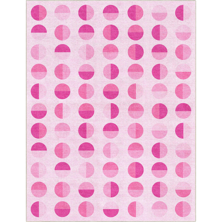 Shanea Split Dot Pink Modern Geometric Flat-Weave Rug