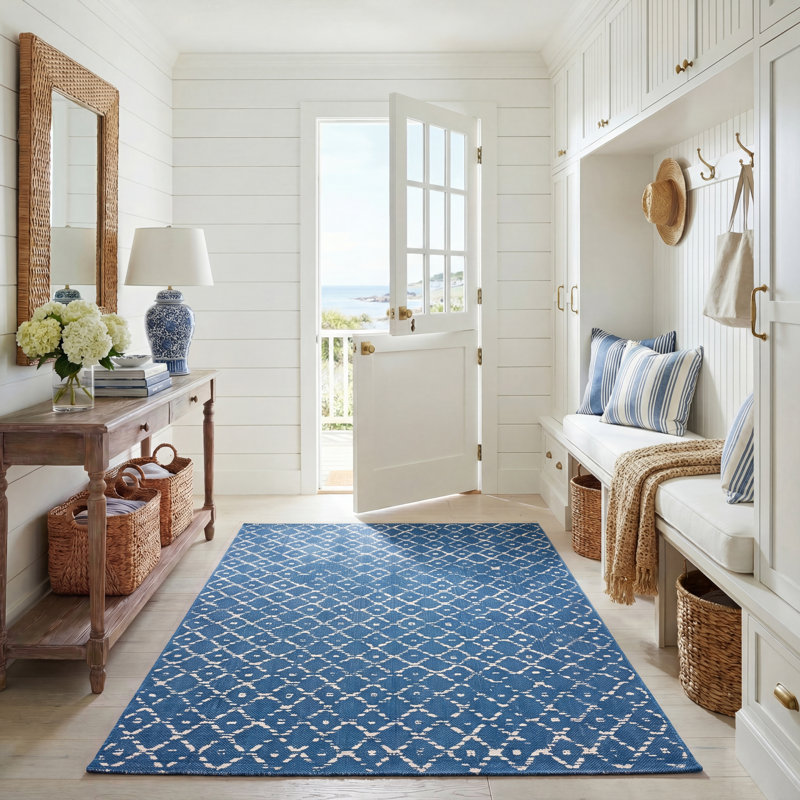 Tapis d'intérieur / extérieur à motif géométrique Doss Doss, Rectangle 5 pi 5 po x 7 pi 7 po