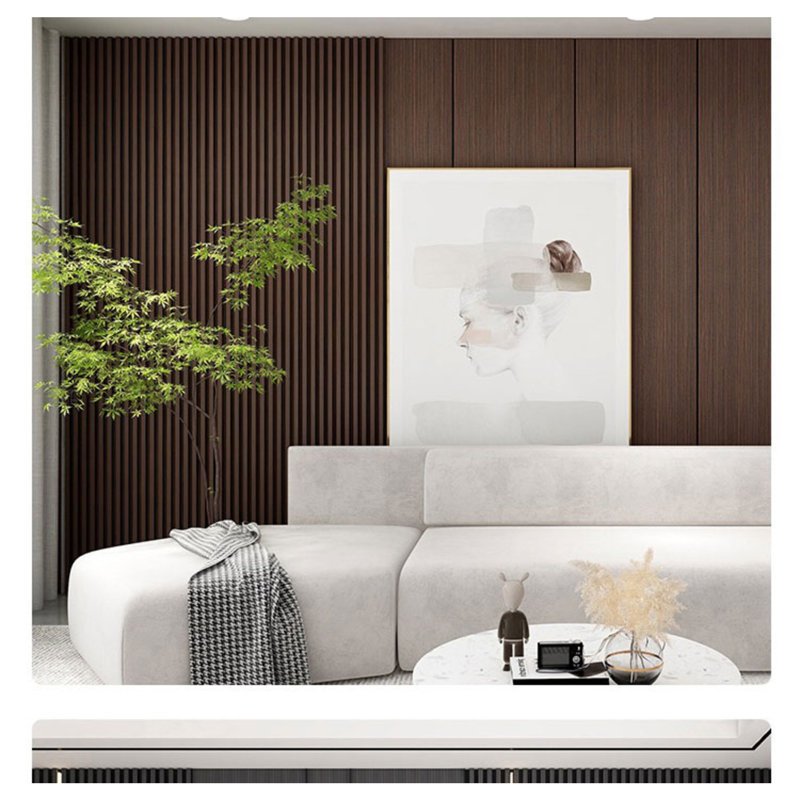 Panneaux muraux décoratifs en bois à lattes 3D 106 po x 6 po - style Shiplap pour l'intérieur, Châtaignier foncé