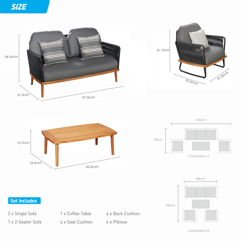 Outdoor 4 - Piece Conversation Set