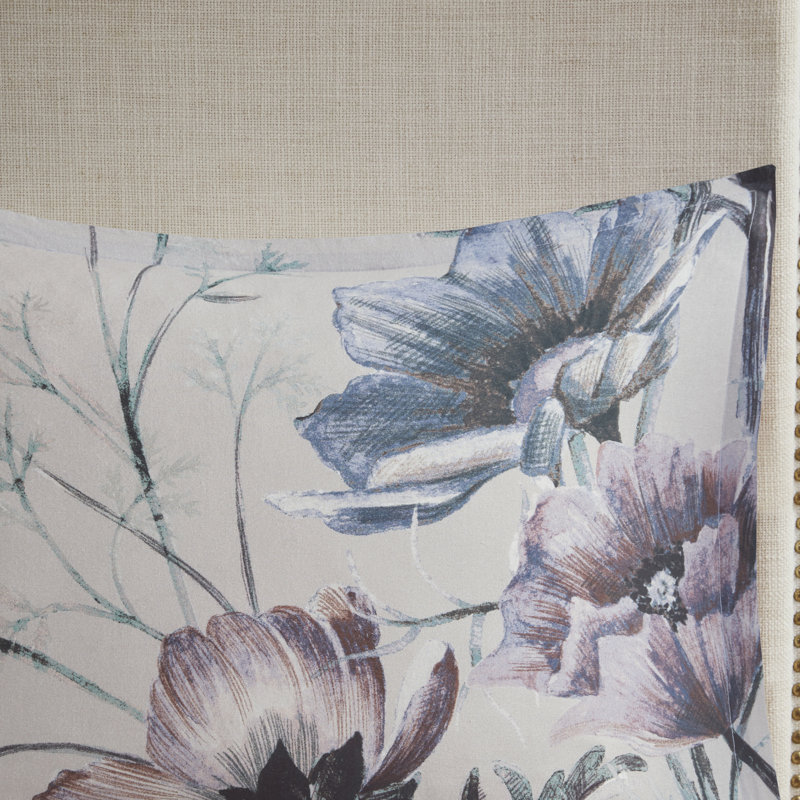 Maddy Blue Floral Cotton King/Cal King Duvet Cover Set