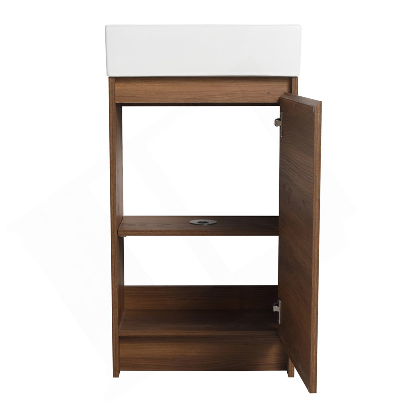 Meuble-lavabo autoportant de 18 pouces avec lavabo simple, portes à fermeture douce, convient aux petites salles de bain