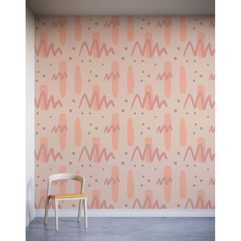 7m x 75cm Matte Childrens Abstract Paint Wallpaper Roll, Beige