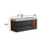 Meuble-lavabo Grace en noyer avec lavabo à surface solide blanc brillant et tiroirs noirs doux, meuble-lavabo mural flottant pour salle de bain moderne, lavabo une pièce blanc brillant, pré-assemblé