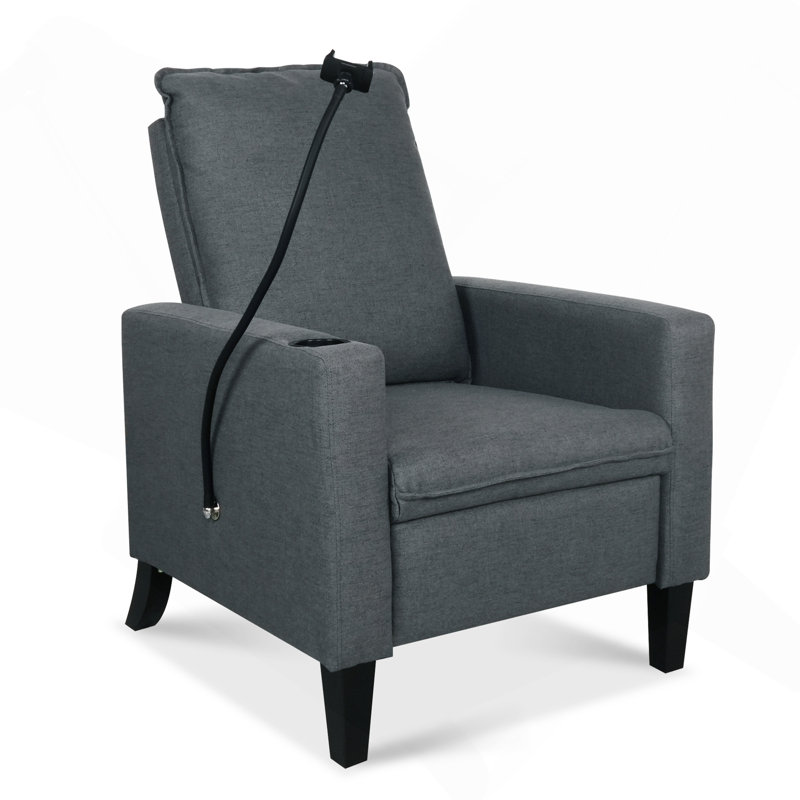 Recliner Chairs For Adults, Adjustable Recliner Sofa With Mobile Phone Holder & Cup Holder, Modern Reclining Chairs Fabric Push Back Recliner Chairs For Living Room, Bedroom - Gray