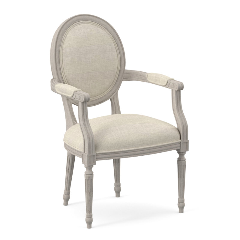Chaise avec accoudoirs en tissu Dauphin, Bisque, Rouge Margaret