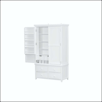 Grande armoire de cuisine avec 8 tablettes de porte, 8 supports à vin et 7 tiroirs