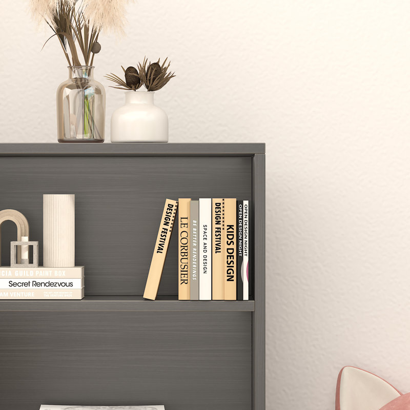 Wooden Bookshelf, Cube Storage Shelf, Floor Organizer for Bedroom, Living Room, (3 Shelves) 35.24"H x 23.62"W x 9.45"D, Black