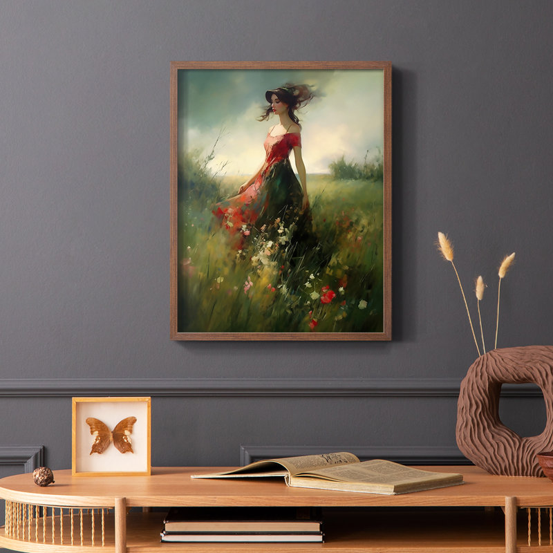 WOMEN Series CCVVIV - reproduction encadrée de qualité supérieure - prête à être accrochée - aucun clou requis, Noyer