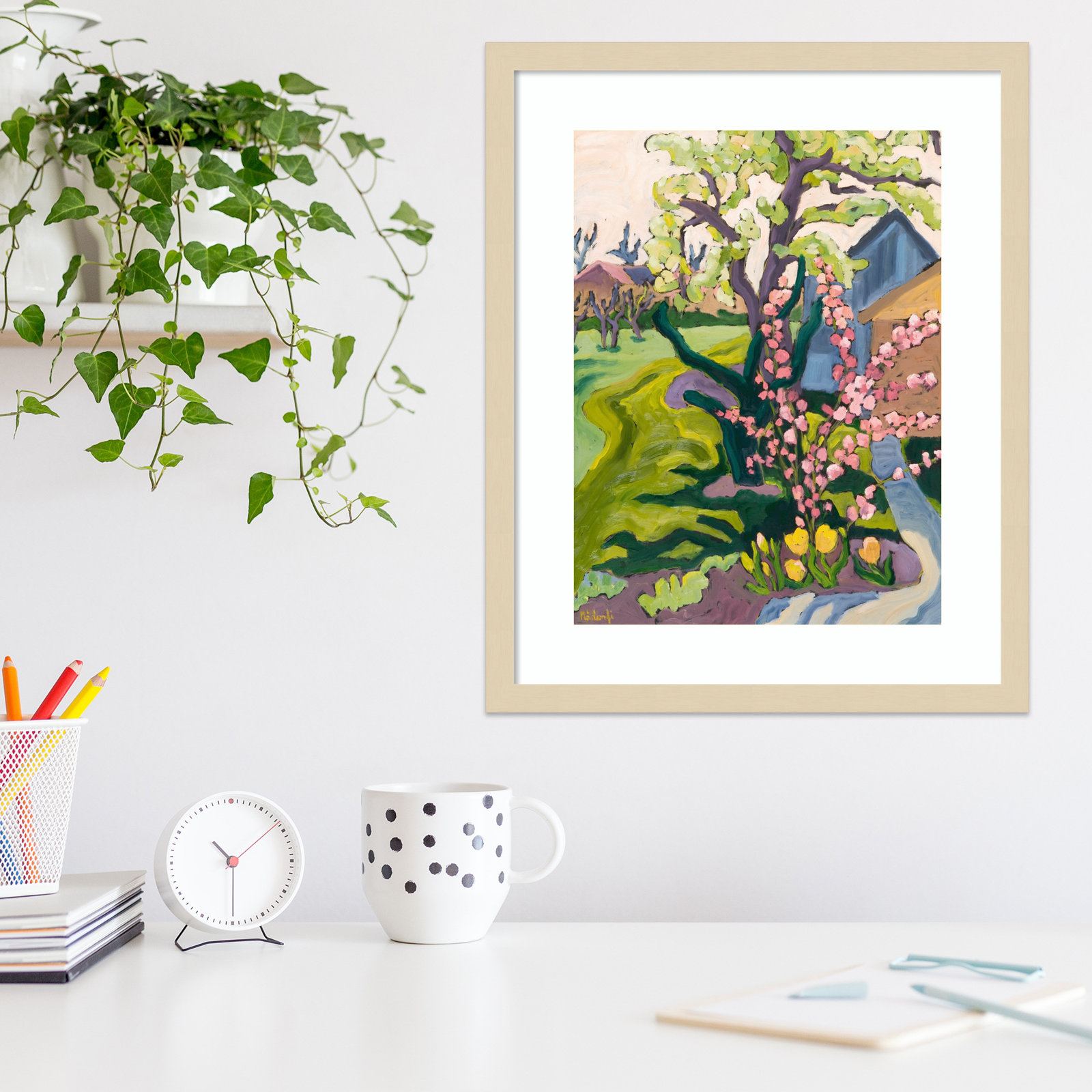 Garden in Dusk Light Print, Brown, 21" H x 17" W x 1" D