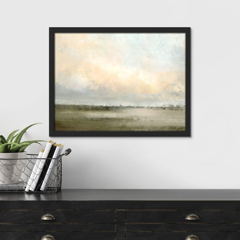 «Vibrant Sun Cloud Farm Field» sur papier, Noir, H 12 po x l 16 po