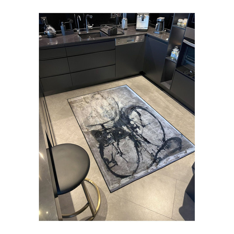 Tapis tissé à base de bicyclette et tapis lavable, Carré 3 pi 11 po