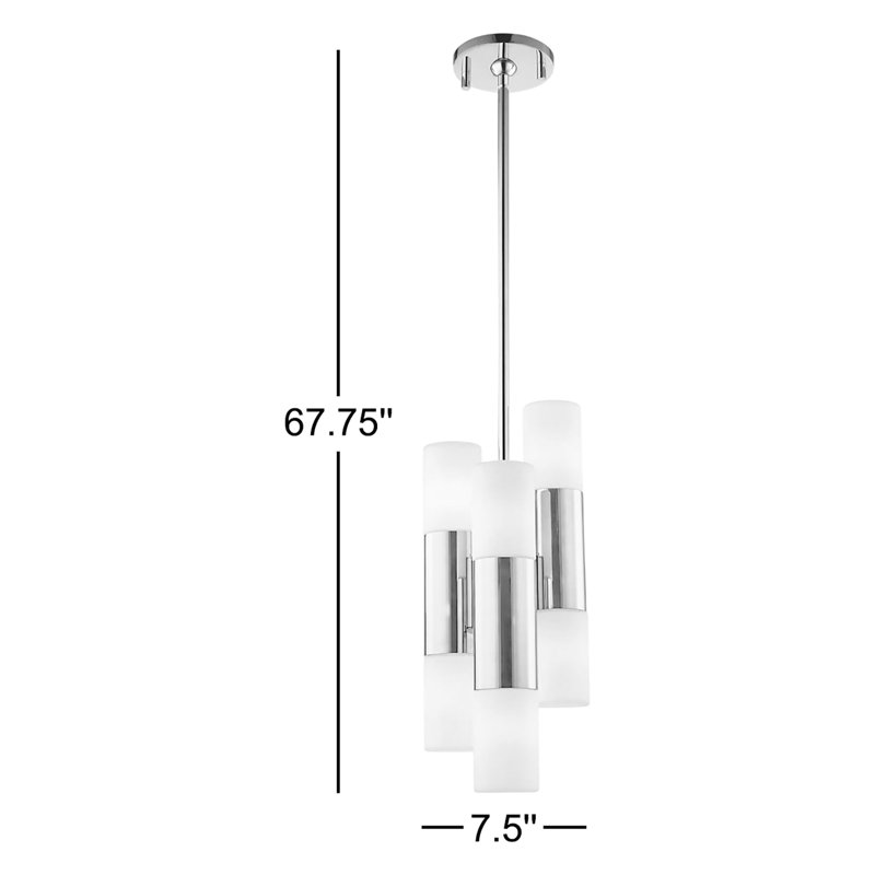 Lustre cylindrique unique à 6 lumières Otto, Nickel poli
