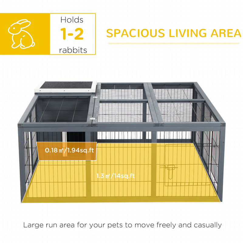 Cage à lapin grise pour petits animaux - avec intempéries - construction et maison principale ouverte en gris, animaux spacieux et imperméables
