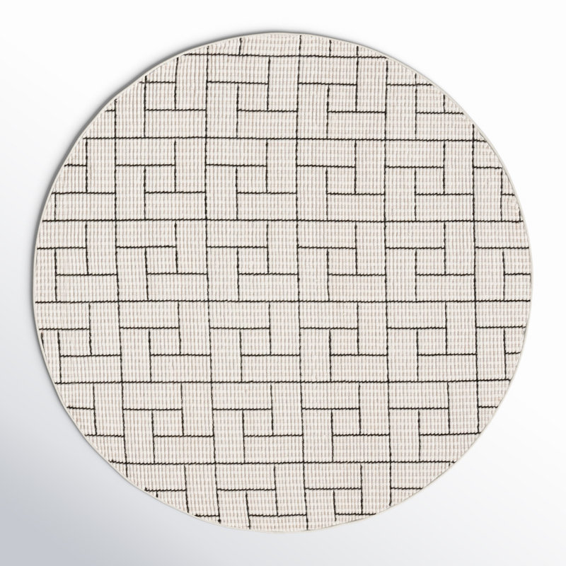 Tapis ivoire / noir Finnick 719, Rond 6 pi