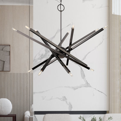 14 - Light Steel Dimmable Sputnik Modern Linear Chandelier