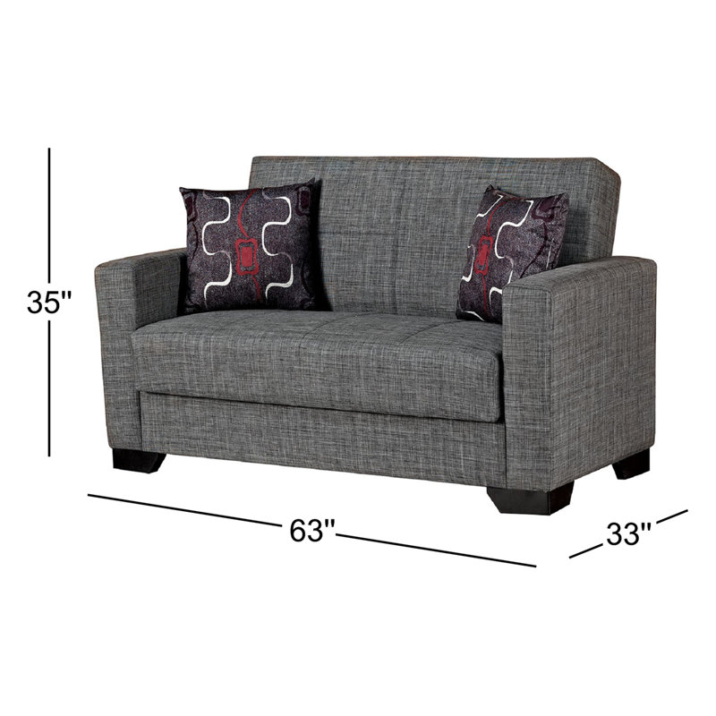 Canapé-lit à accoudoirs carrés 63 po Tansu, Polyester gris