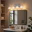 Éclairage pour meuble-lavabo en métal et chrome 4 lumières 23 po avec abat-jour en verre transparent pour la salle de bain (ampoules non incluses)-109616271-118588135