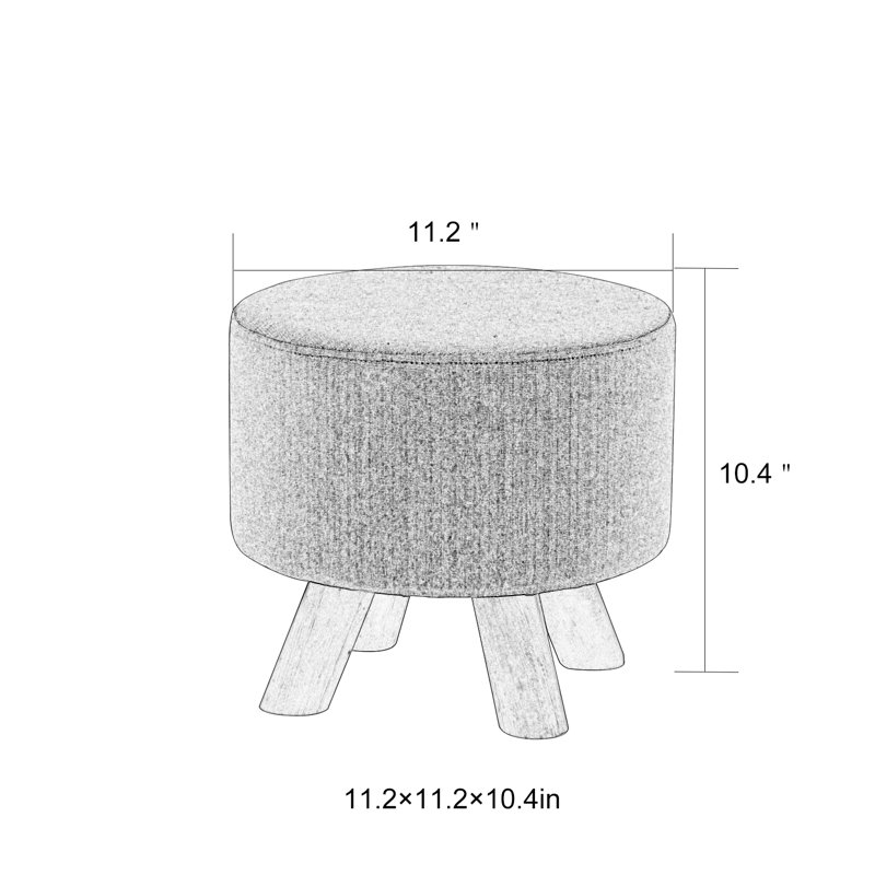 Cenka Upholstered Ottoman, Light Blue Linen