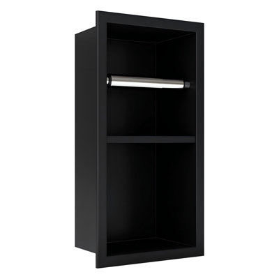 Recessed Toilet Paper Holder, Bathroom Toilet Paper Holder With Storage (Black)