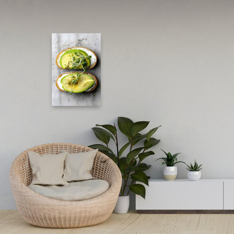 «Fresh Avocado Toast», art mural contemporain, 24" H x 16" W