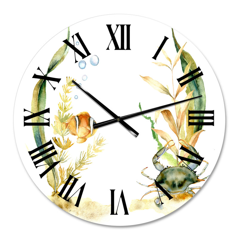 Poissons tropicaux avec algues et bulles d'air - horloge murale traditionnelle, Petit