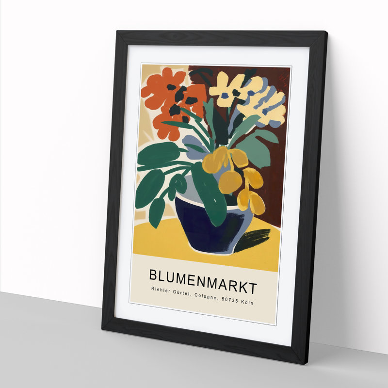 Cologne Flower Market Exhibition No.5 - Single Picture Frame Print on Wood, 46cm H x 34cm W x 2cm D