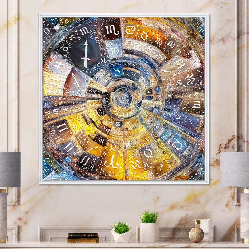 Astrologie abstraite Vortex - reproduction d'art sur toile, H 16 po x l 16 po x P 1 po, Cadre flottant blanc