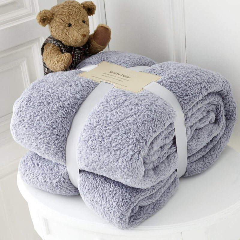 Teddy Throw Blanket, Teal, 200 cm x 240 cm
