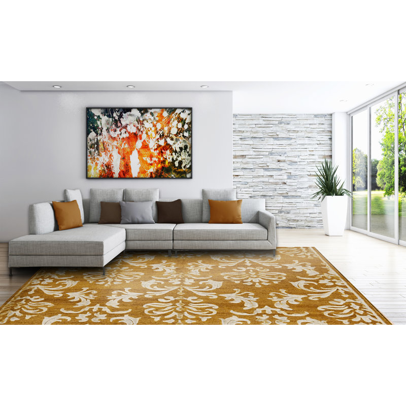 Himalayan Damask Area Rug in Brown