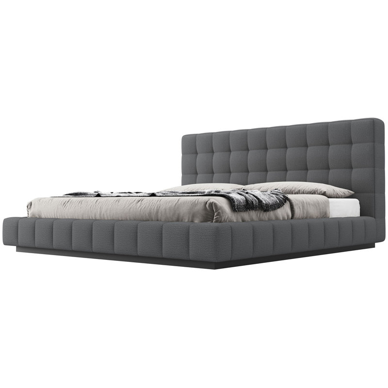 Thompson Upholstered Wingback Bed, Carbon Gray, King