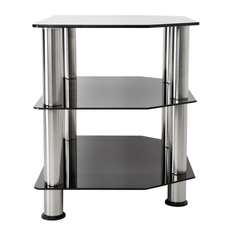 Espenson Unfinished TV Stand for TVs up to 28", Silver/Black