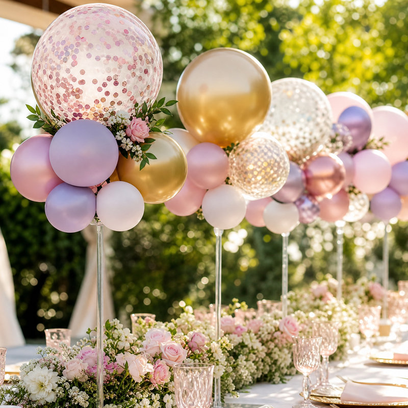 Ensemble de 6 décorations de fête d'anniversaire en forme de ballons en acrylique, H 5 po x l 16 po x P 42 po