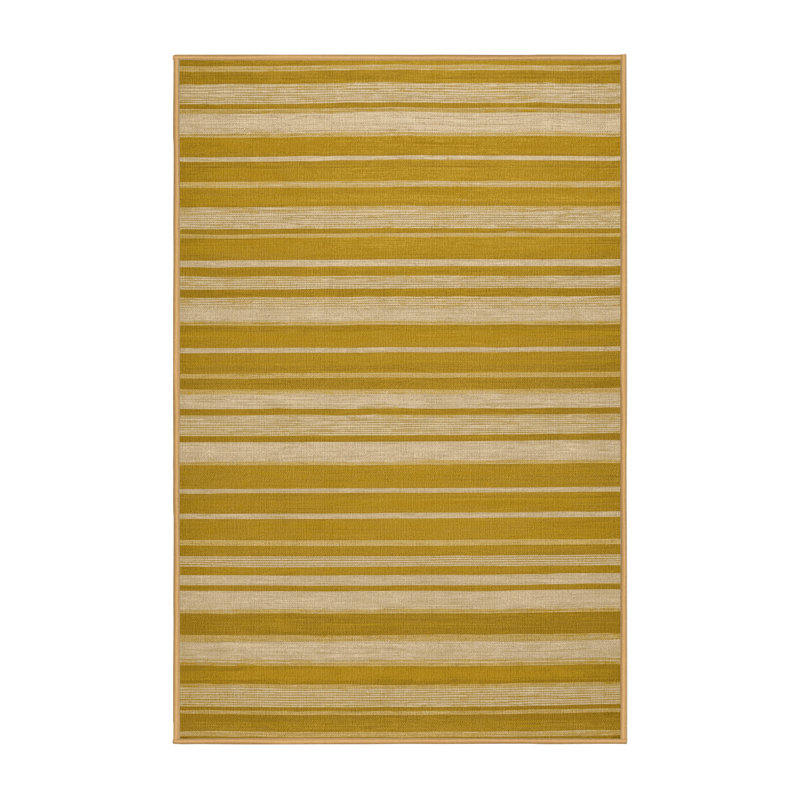 Tapis brun à rayures horizontales lavable à la machine, Rectangulaire 7 pi x 10 pi