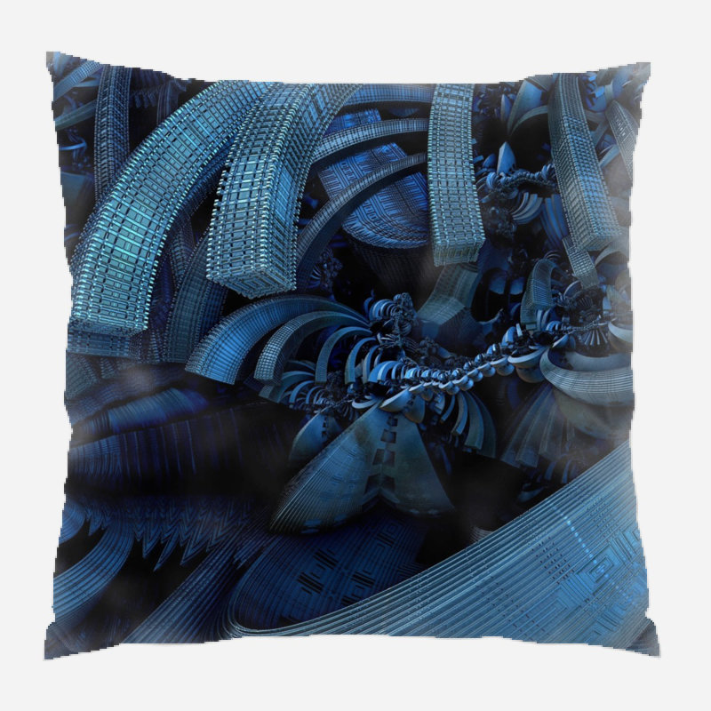 Fractal Geometric Microsuede Reversible Throw Pillow