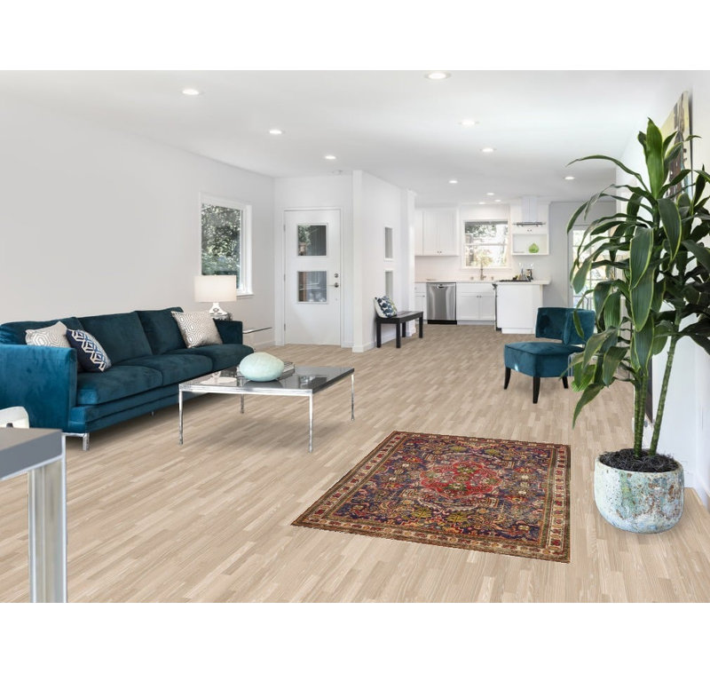 Tapis bleu en laine patiné 3x5