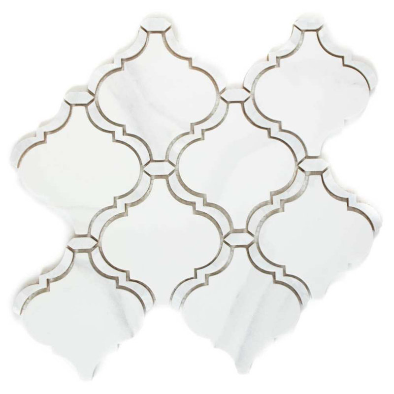 Tahitian Pearl 14" x 14.5" Glass Satin Mosaic Wall Tile, White