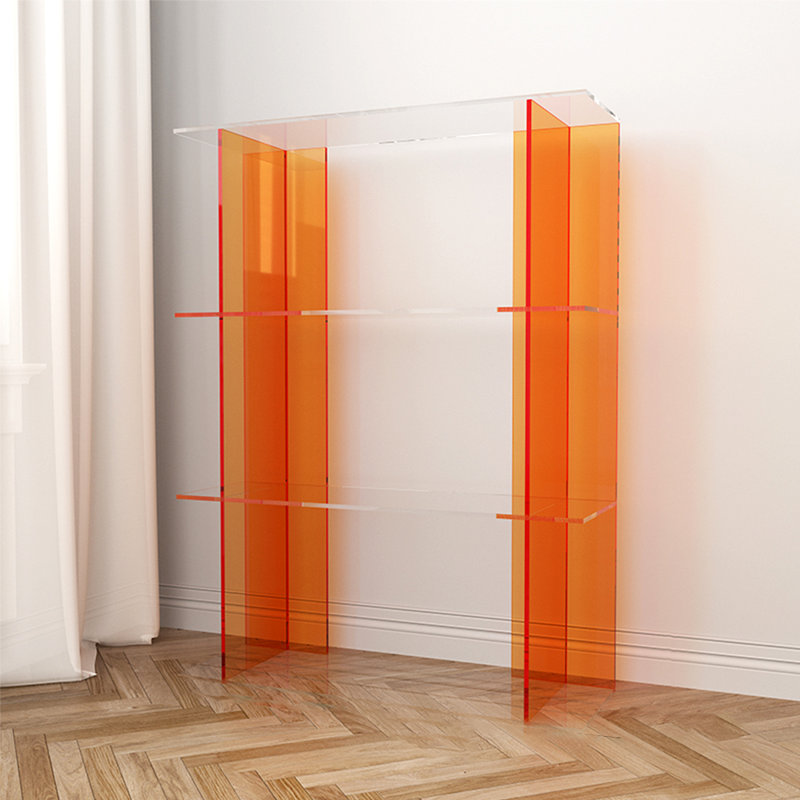 Simple vitrine en acrylique, (3 tablettes) H 41,34 po x l 31,5 po x P 9,84 po, Orange