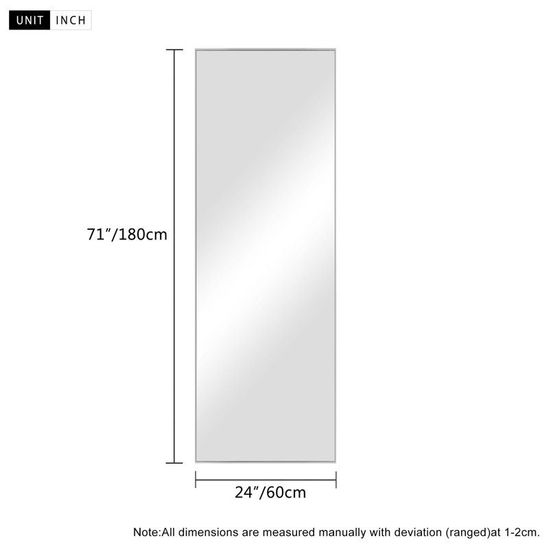 Adhvika Metal Flat Mirror, Silver, 71" x 24"