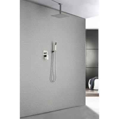 12" Inch Shower Head, Wall Mounted Luxury Bathroom Rain With High And Air Injection Technology System, Balancing Feature